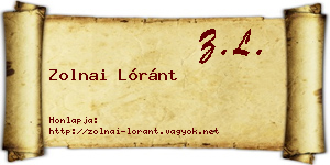 Zolnai Lóránt névjegykártya